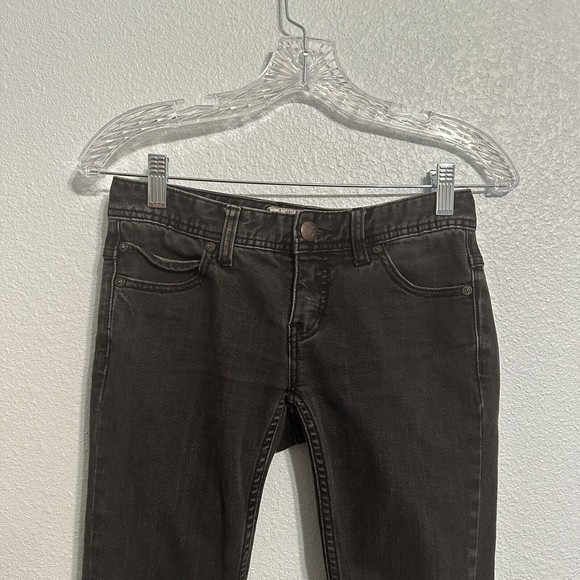 Free People Jeans Womens Size 25 Black Denim Pants Raw Hem Distressed 27x24 - Picture 2 of 8